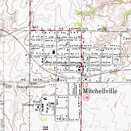 Topographic Map of Mitchellville United Methodist Church, IA