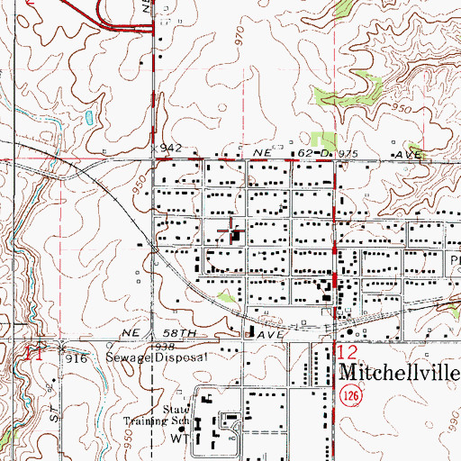 Topographic Map of Mitchellville Elementary School, IA