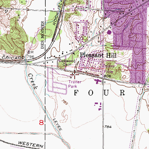 Topographic Map of Pleasant Hill Free Church, IA