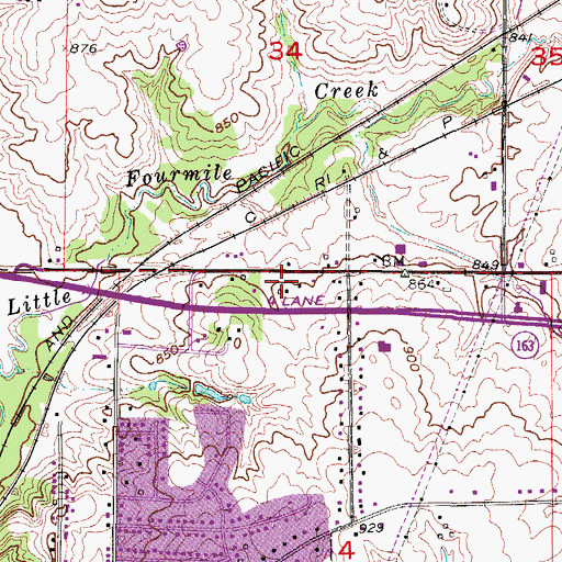 Topographic Map of Church of Christ, IA