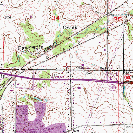 Topographic Map of Pleasant Hill Family Practice, IA