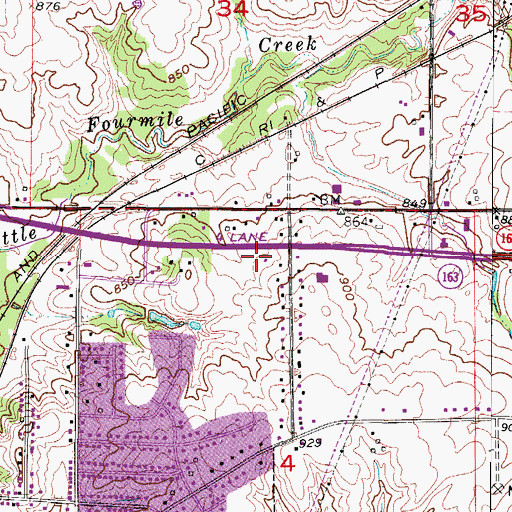 Topographic Map of Pleasant Hill City Hall, IA