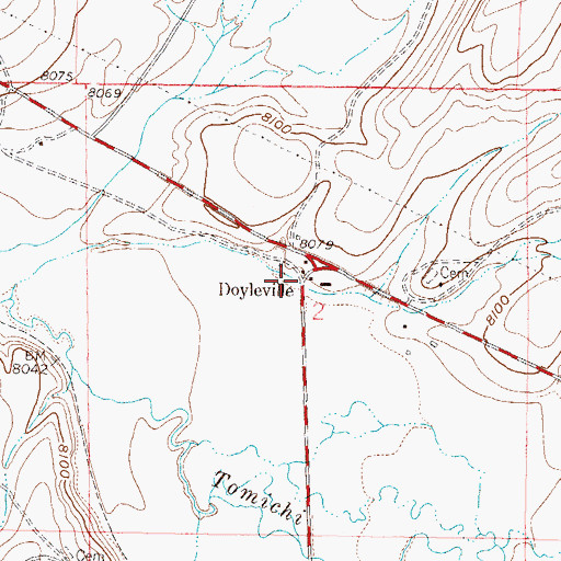 Topographic Map of Doyleville, CO