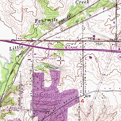 Topographic Map of Pleasant Hill Fire Department, IA