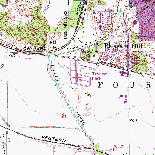 Topographic Map of Pleasant Valley Mobile Home Park, IA