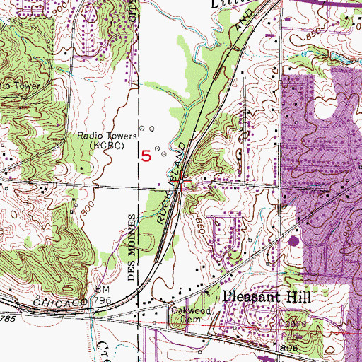 Topographic Map of Pleasant Hill, IA