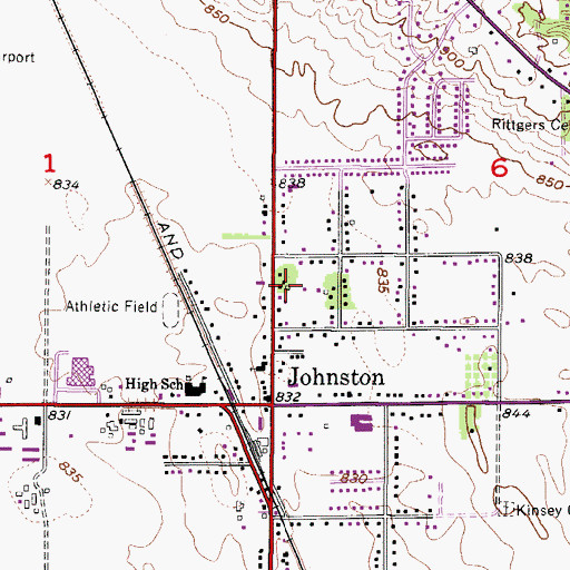 Topographic Map of Johnston Police Department, IA