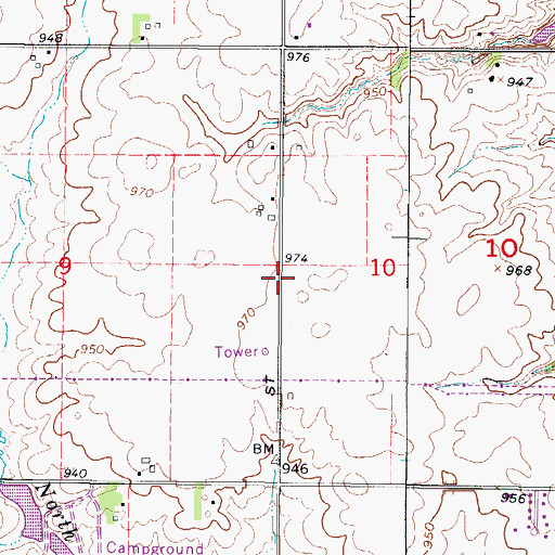 Topographic Map of Walnut Creek Community Church, IA