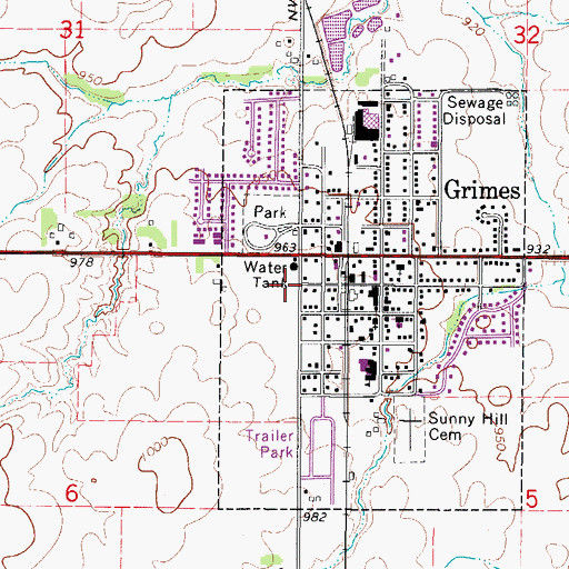 Topographic Map of Johnston - Grimes Metropolitan Fire Department Station 37, IA
