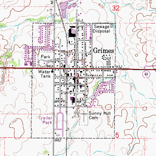Topographic Map of Grimes Post Office, IA