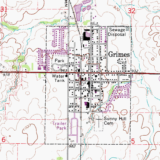 Topographic Map of Grimes, IA