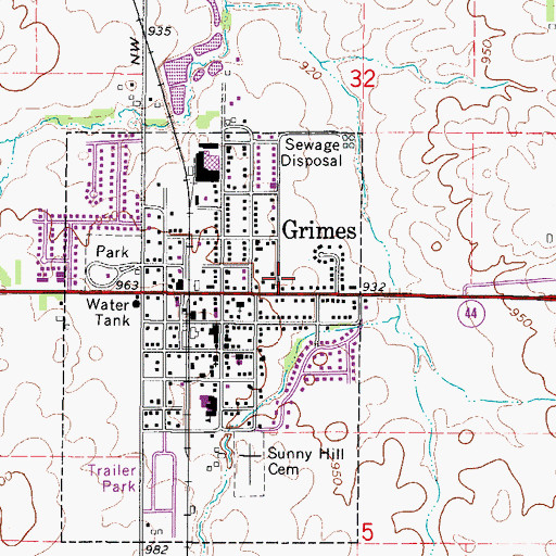 Topographic Map of Grimes Family Care Center, IA