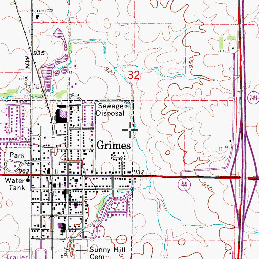 Topographic Map of Grimes City Park, IA