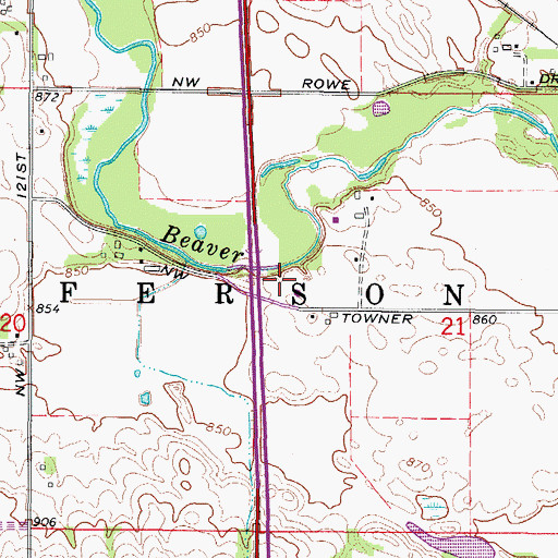 Topographic Map of Beaver Creek Golf Course, IA