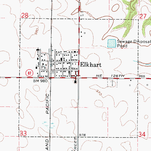 Topographic Map of Elkhart City Hall, IA