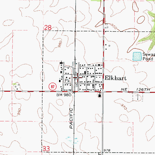 Topographic Map of Elkhart, IA