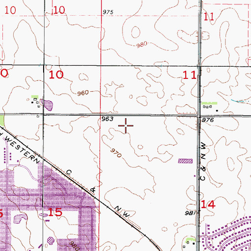 Topographic Map of Prairie Ridge Sports Complex, IA