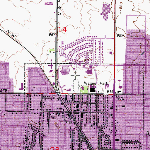 Topographic Map of Hawkeye Park, IA