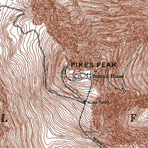 Topographic Map of Pikes Peak, CO
