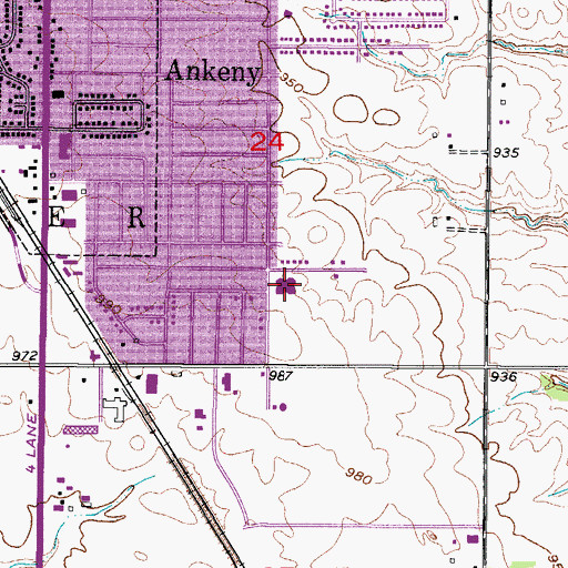 Topographic Map of Southeast Elementary School, IA