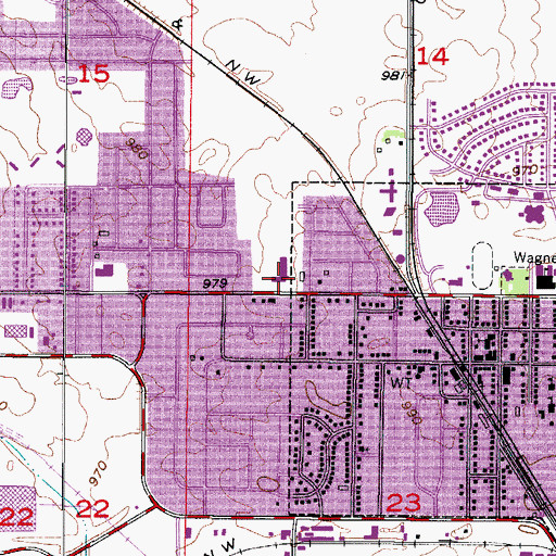 Topographic Map of Northwest Elementary School, IA