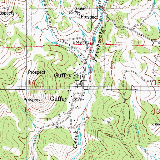 Topographic Map of Guffey, CO
