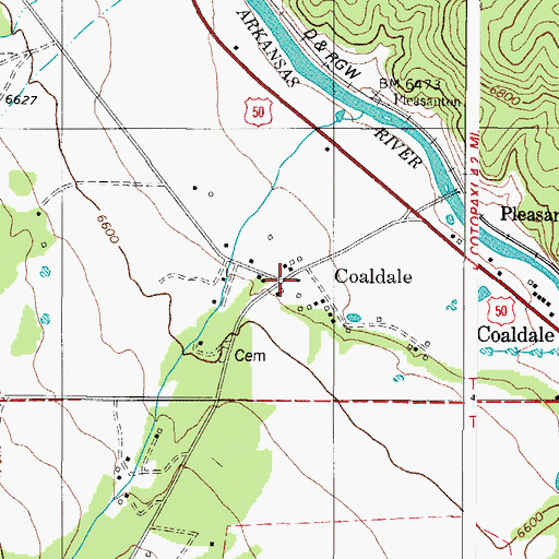 Topographic Map of Coaldale, CO