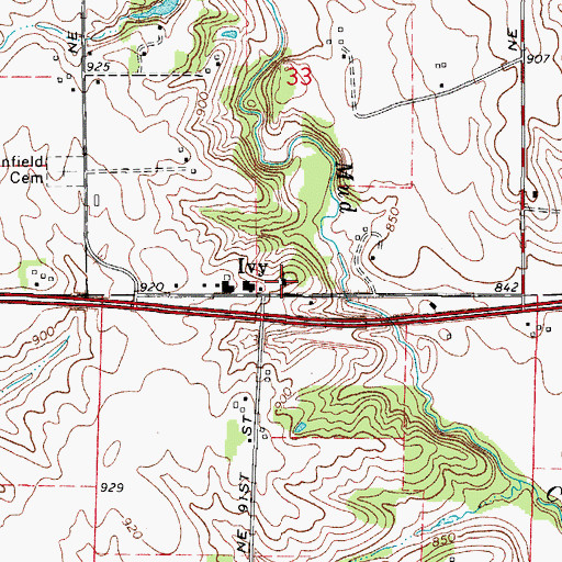 Topographic Map of Ivy Centennial United Methodist Church, IA