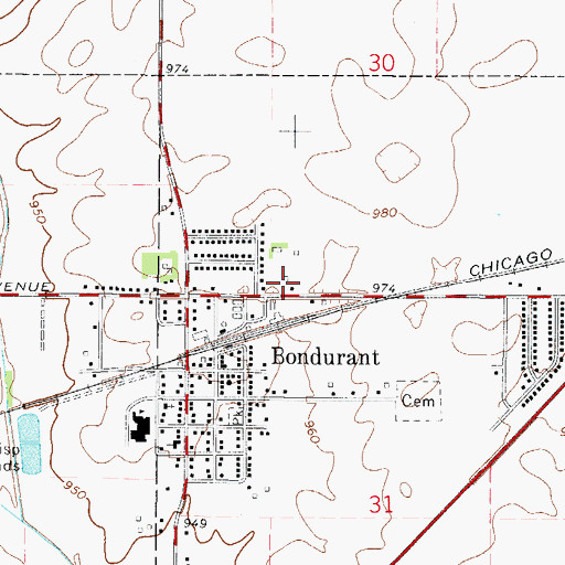 Topographic Map of Bondurant City Hall, IA