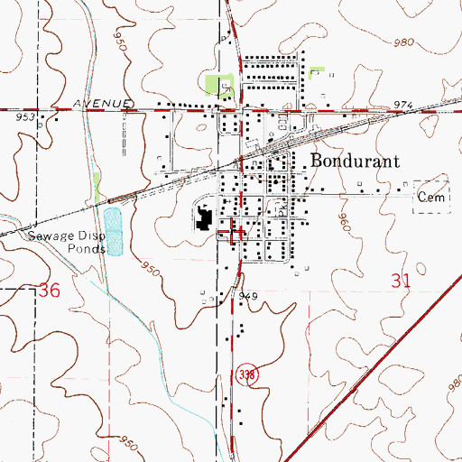 Topographic Map of Bondurant Christian Church, IA