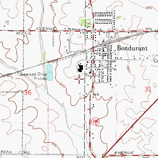 Topographic Map of Anderson Elementary School, IA