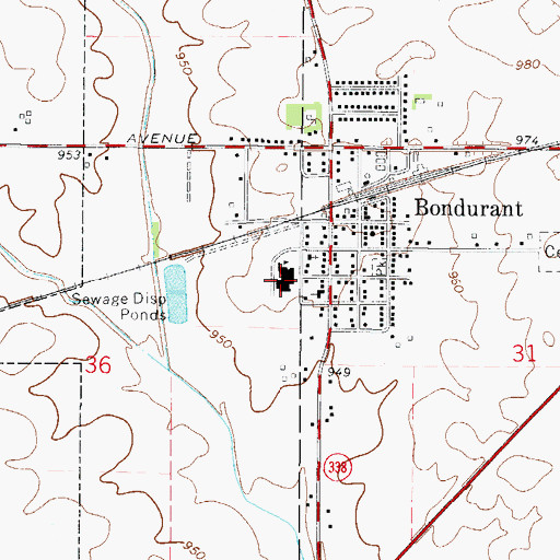 Topographic Map of Bondurant - Farrar Middle School, IA