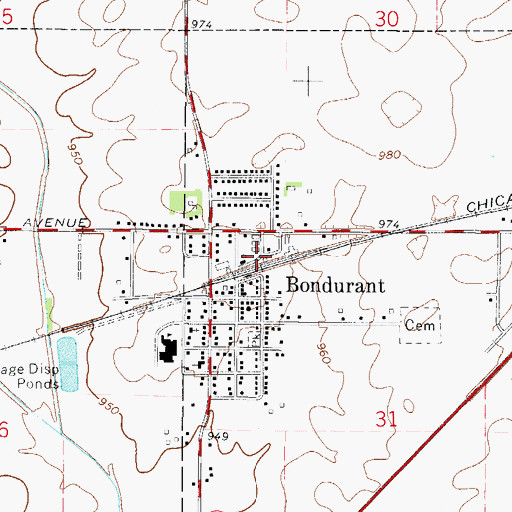 Topographic Map of Bondurant, IA