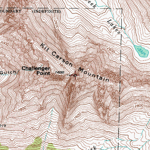 Topographic Map of Kit Carson Mountain, CO