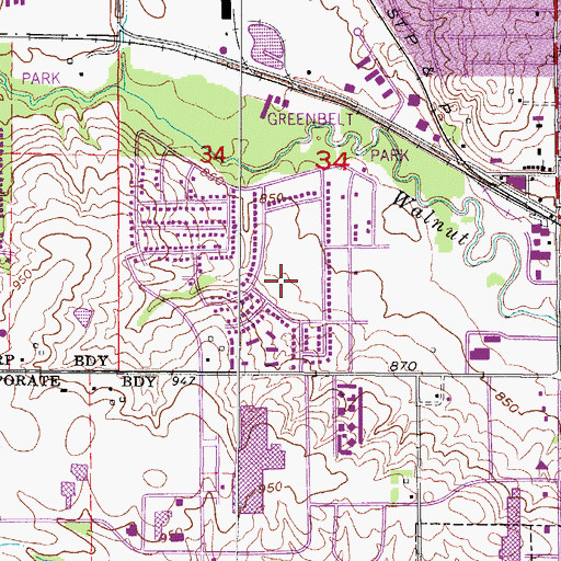Topographic Map of Indian Hills Junior High School, IA