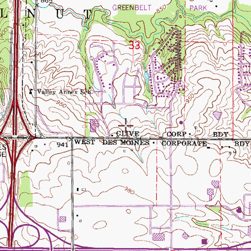 Topographic Map of Walnut Ridge Park, IA