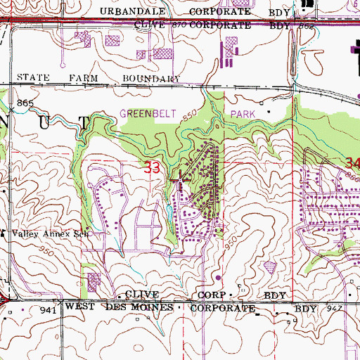 Topographic Map of Rio Valley Park, IA