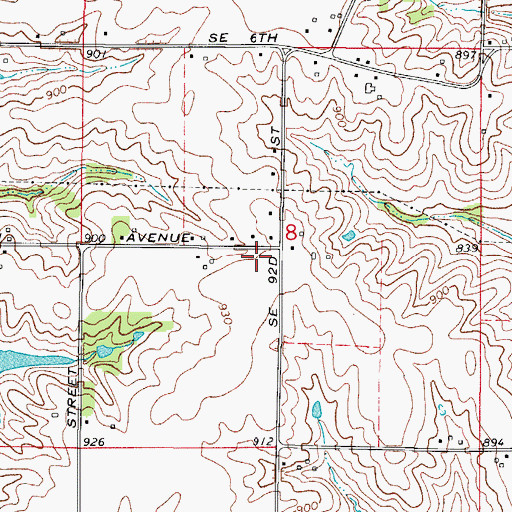 Topographic Map of Midway Post Office (historical), IA
