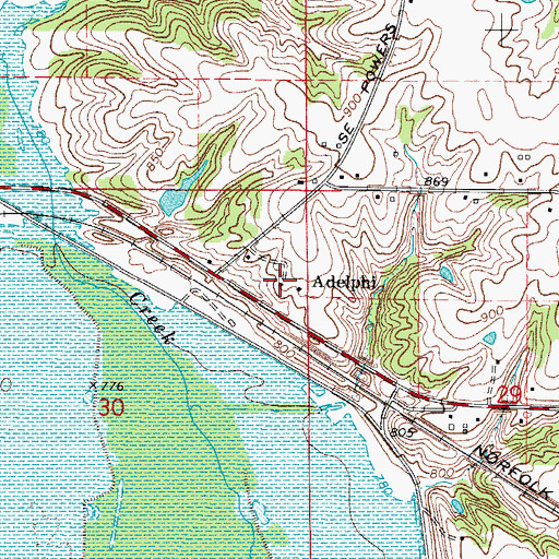 Topographic Map of Adelphi Post Office (historical), IA