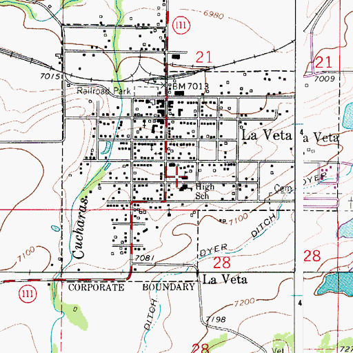 Topographic Map of La Veta, CO