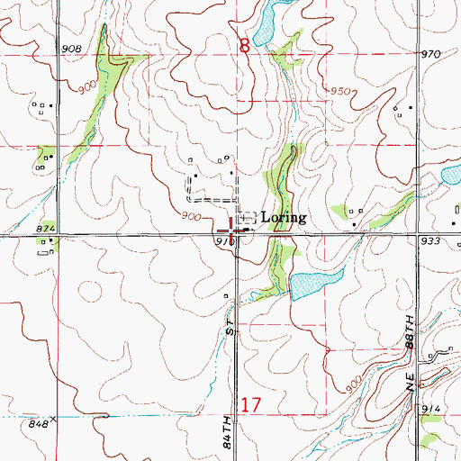 Topographic Map of Loring Post Office (historical), IA
