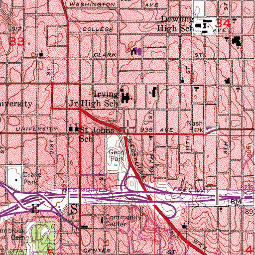 Topographic Map of North Des Moines Post Office (historical), IA