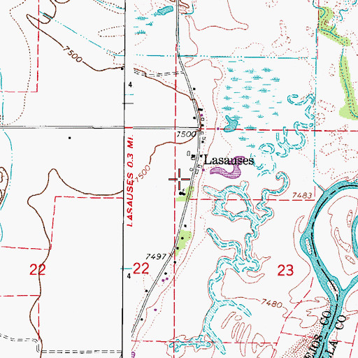 Topographic Map of Lasauses, CO