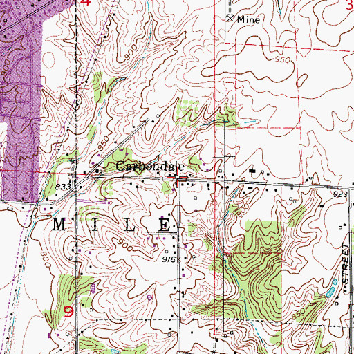 Topographic Map of Carbondale Post Office (historical), IA