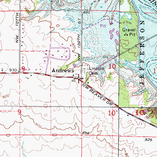 Topographic Map of Lincoln Post Office (historical), IA
