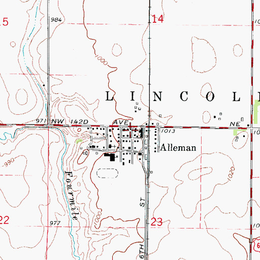 Topographic Map of Alleman Post Office, IA