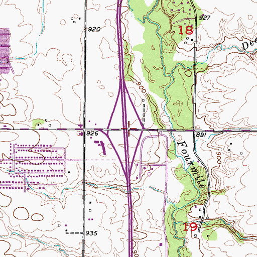 Topographic Map of Interchange 92, IA
