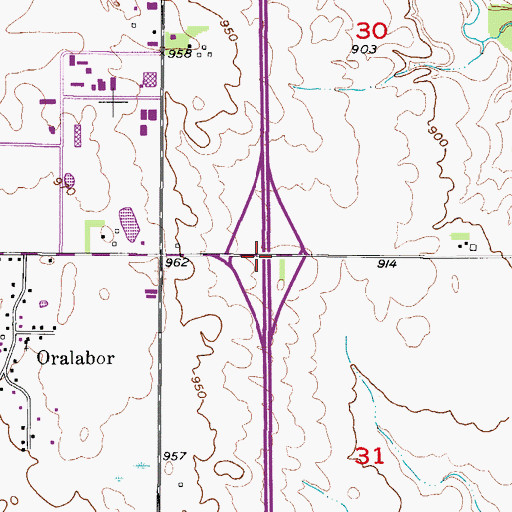Topographic Map of Interchange 90, IA