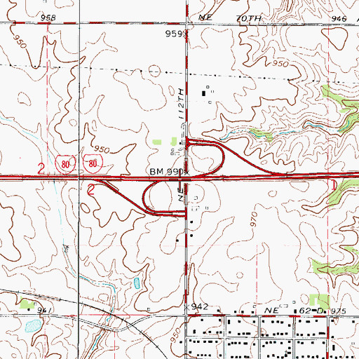 Topographic Map of Interchange 149, IA