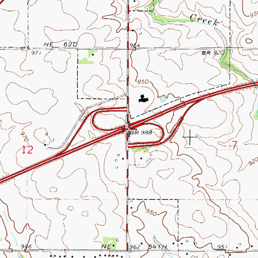 Topographic Map of Interchange 143, IA